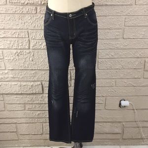 U-51 Mid Rise Rhinestone Embellished Denim Jeans